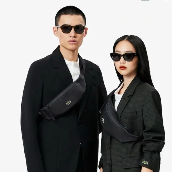 Lacoste Unisex Black Belt Bag - Picture 2 of 8